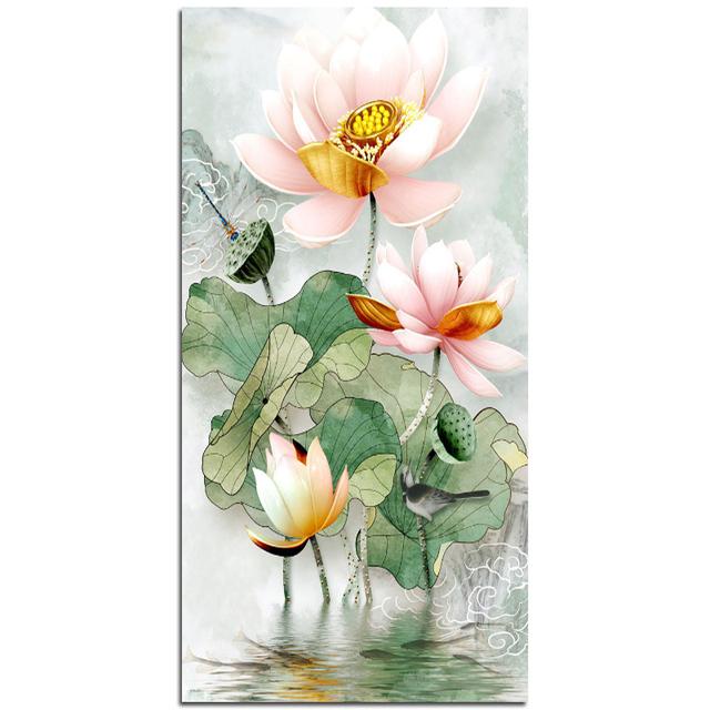 Modern New Chinese Style Watercolor Lotus Flower Fish Wall Pictures For Living Room Home Decor Canvas Print Poster Gallery Art No Frame