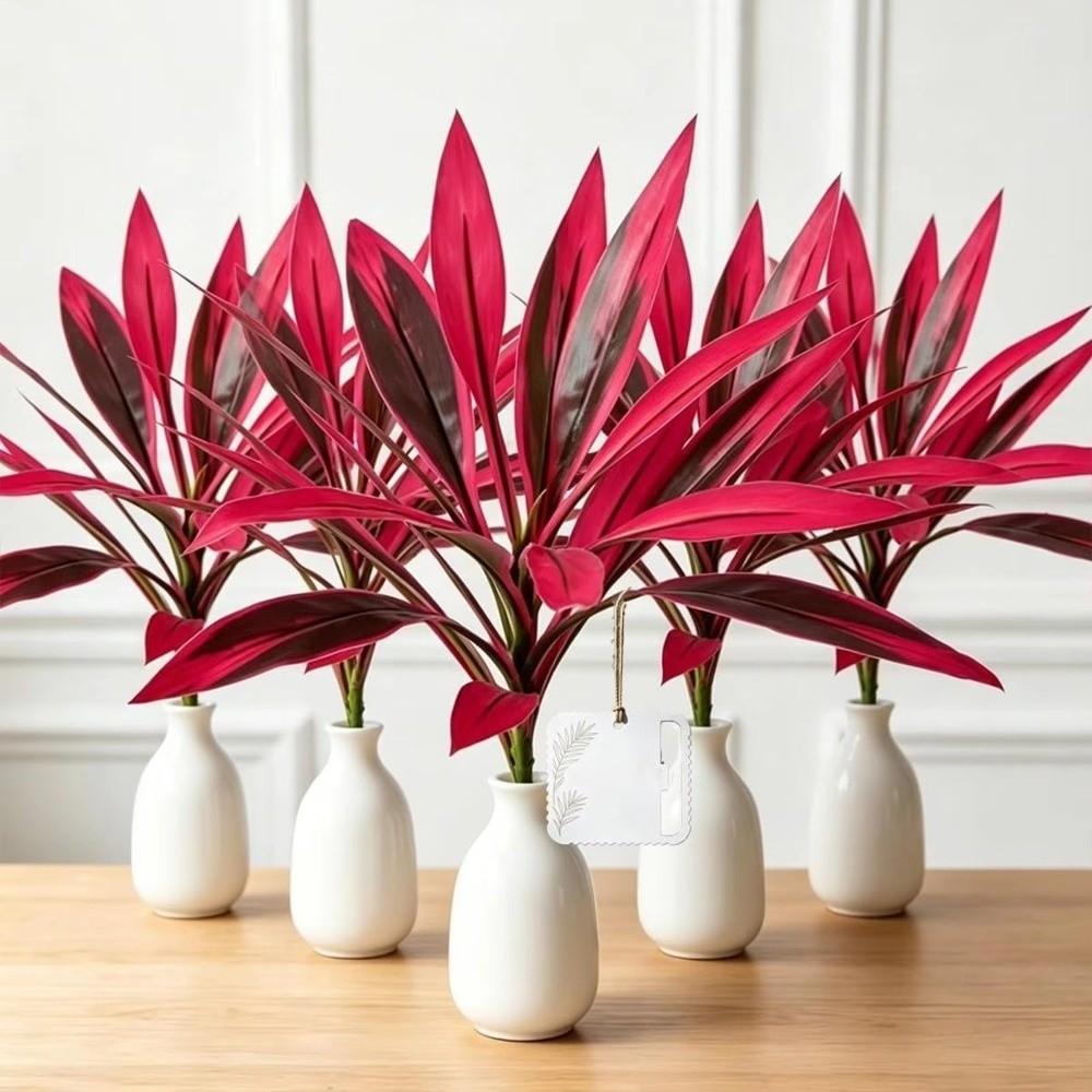 Realistic Leaves Fake Tropical Palm Plants Plastic Shrub Cordyline Fruticosa Plants  Living Room