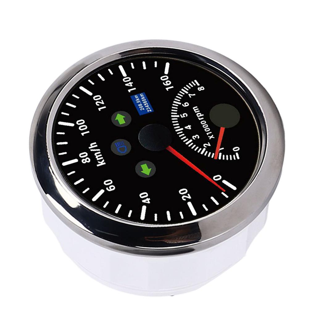 85mm 160km/h GPS Hastighetsmätare 0‑8000rpm Varvtalsmätare LCD Röd Bakgrundsbelysning för Bil Båt Yakt Husbil Lastbil