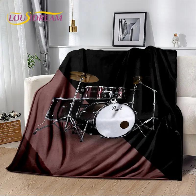 Kit de tambor musical, conjunto de instrumentos, cobertor de pelúcia macio, cobertor de flanela, cobertor para sala de estar, quarto, cama, sofá, piquenique, criança