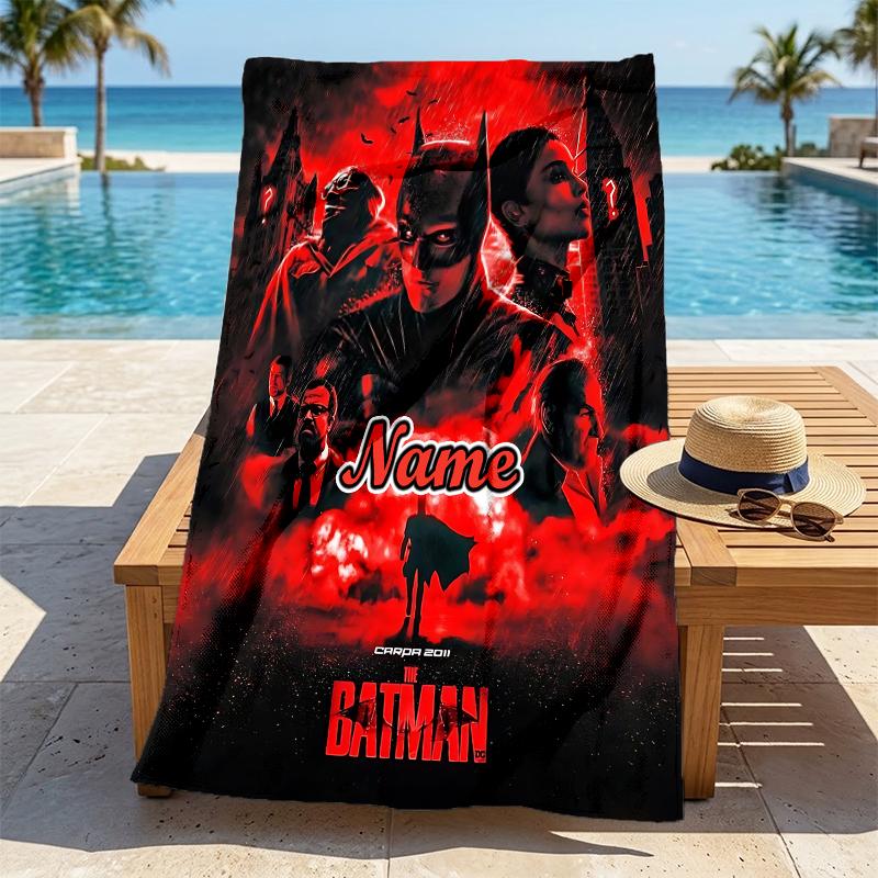 Custom Name Dark Knight Stylish Digital Printing Beach Towel Quick‑Drying Absorbent Blanket for Beach Pool Gym Travel