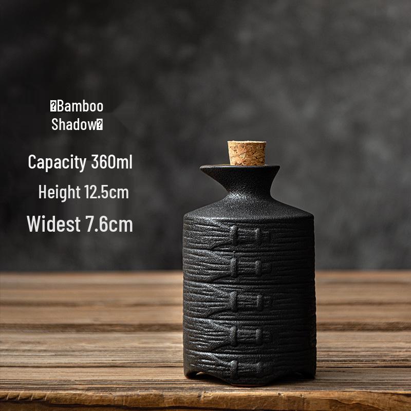 Japanese Style Ceramic Sake Pot and Cup Set - Antique Yellow Wine Decanter and Baijiu Jar for Home Use