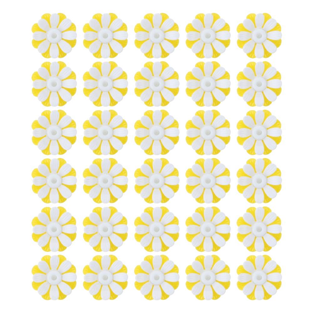 30sets Yellow + White Bird Feeder Replacement Parts Plastic Feeding Ports Flowers  Hanging Feeder