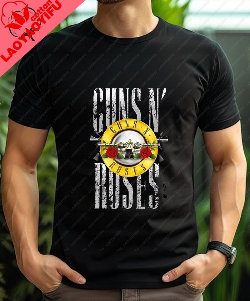 Guns N Roses Rock Band Fashion Retro Loose Shortsleeved Tshirts Summer Trend Harajuku Neutral Shirts Oversized Tshirts