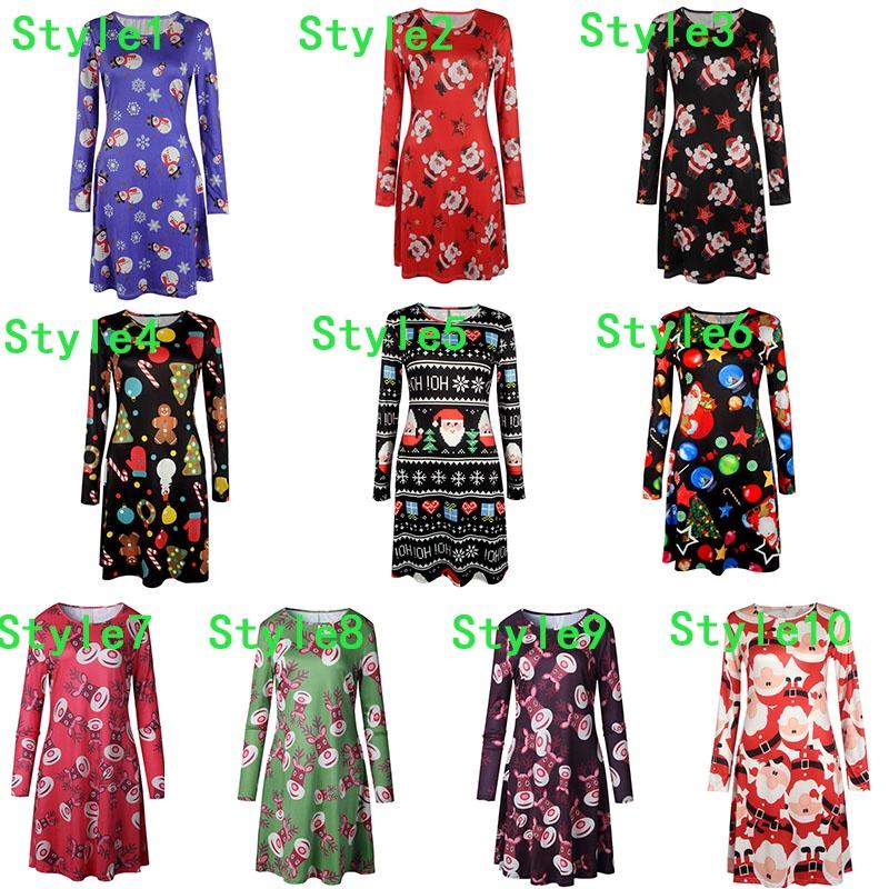 Women's Dress Reindeer Elk Snowman Christmas Tree Printed Party Dress Skirt With Premium Comfort And Stylish Holiday Charm