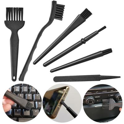6 in 1 kit di spazzole per la pulizia della tastiera nera, detergente per spazzole per la polvere di piccoli computer, antistatico, per laptop, USB, strumento di pulizia della casa
