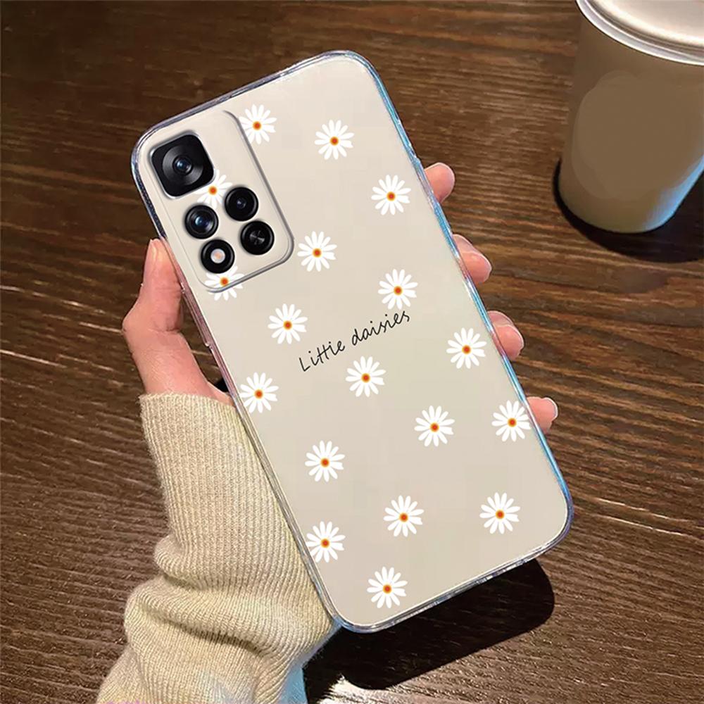 Rose Flower Oil Painting Daisy Phone Case For Xiaomi Redmi Note 11 11S 12 12S Pro Cover Silicone Transparent Clear Protection
