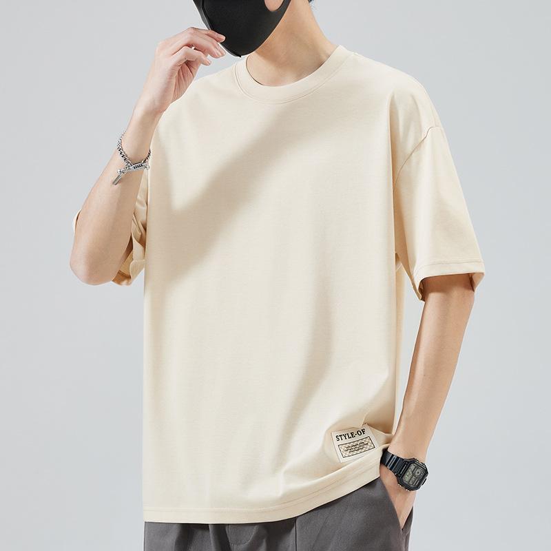 Men Patch Detail Oversized Short Sleeve T Shirt Casual Loose Fit Summer Top