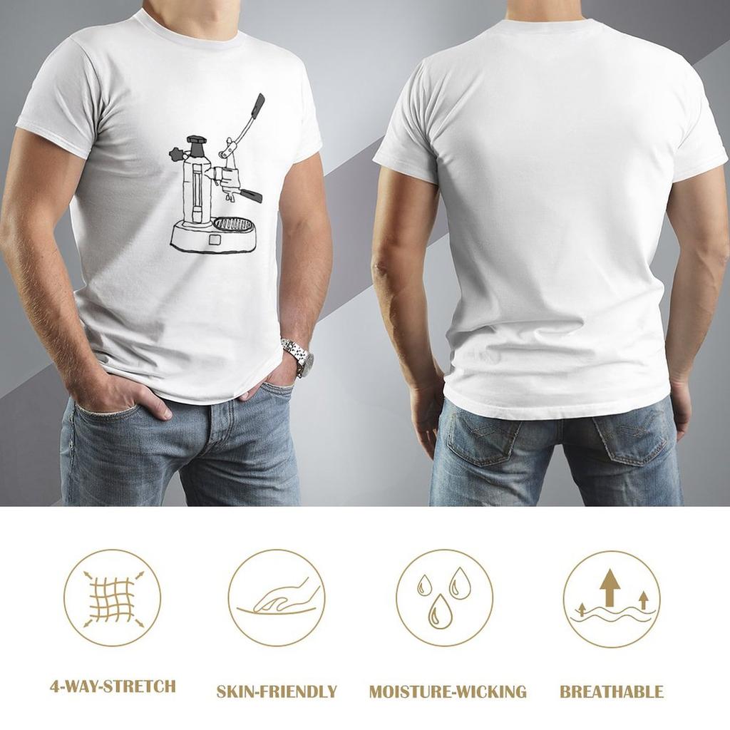 La Pavoni Europiccola T-Shirt Übergrößen T-Shirts Schwarzes T-Shirt Herrenbekleidung