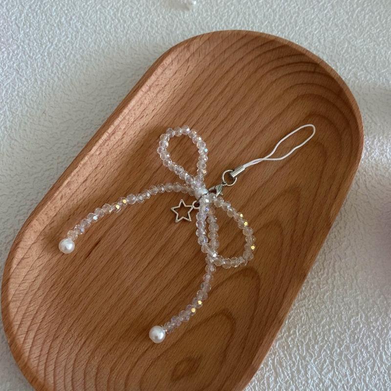 Mobile Phone Chain Anti-Lost Soft Rope Strap Lanyard Bead Bowknot Star Phone Case Key Chain Bag Pendant Accessory