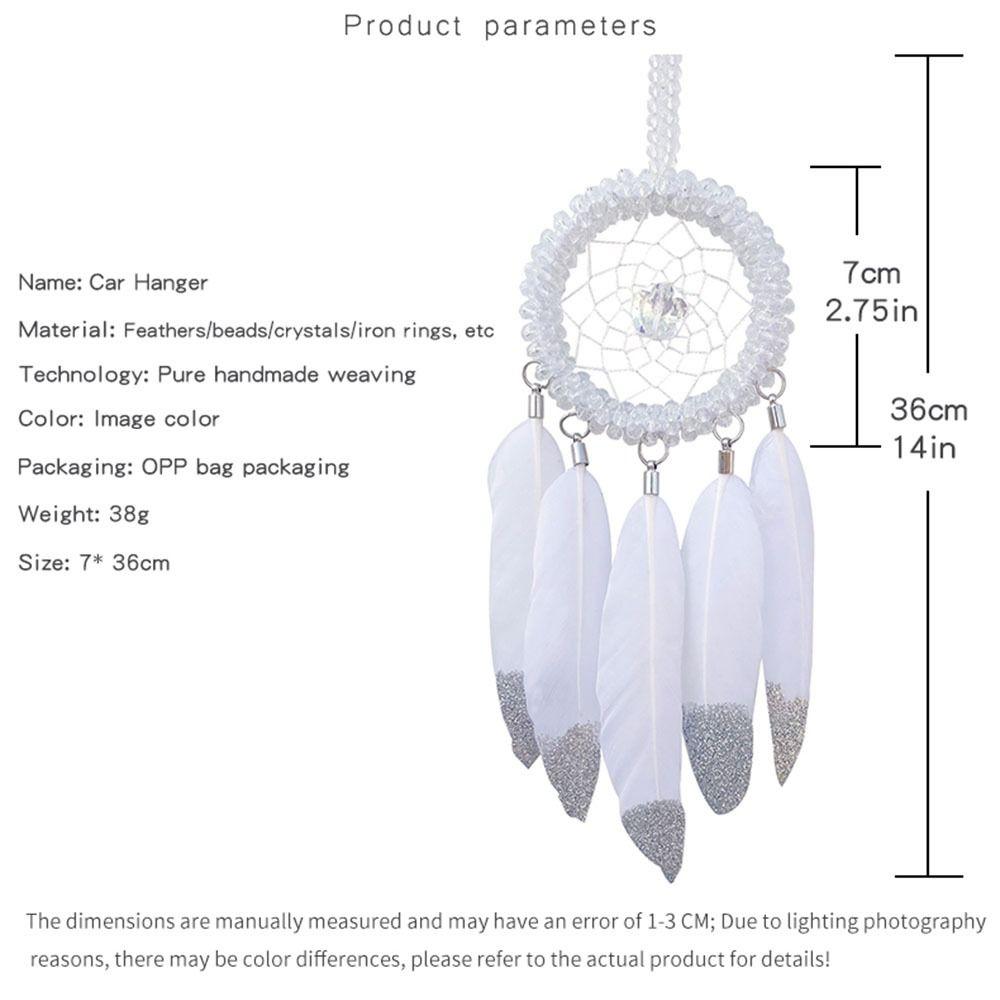 Stylish Small Dream Catcher Feather Car Accessories Car Interior White Rearview Mirror Hangings
