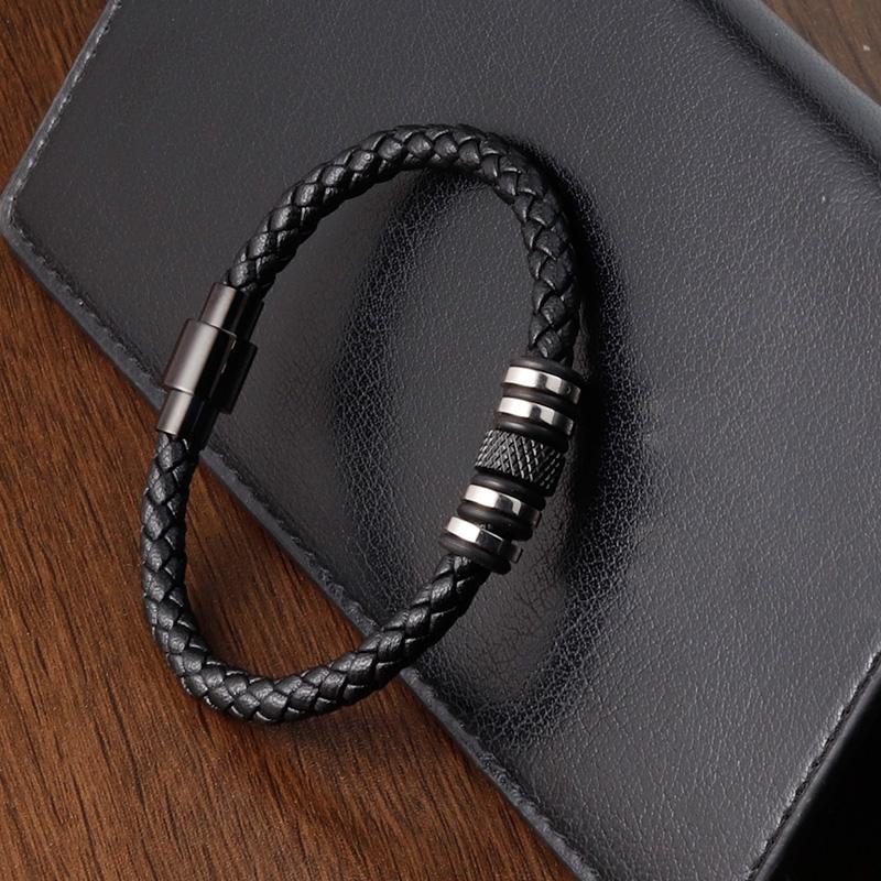 Various Styles Of Small Accessories Stainless Steel Men's Leather Bracelet Magnet Buckle Classic Boy's Valentine's Day Gift