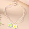 2pcs/set Cute Flower Pendant Necklace for Women Girls Rope Chain Necklaces Summer Beach Jewelry Gifts