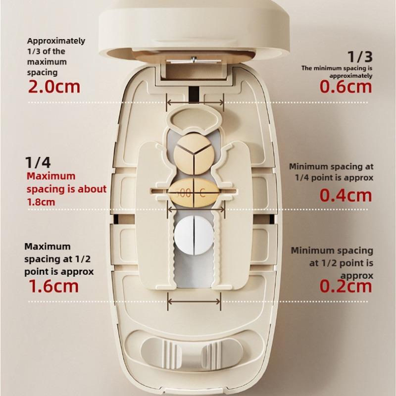 Multifunctional Pill Splitter with Storage Compartment 1/2 1/3 1/4 Precise Pill Cutting Portable Medicine Organizer