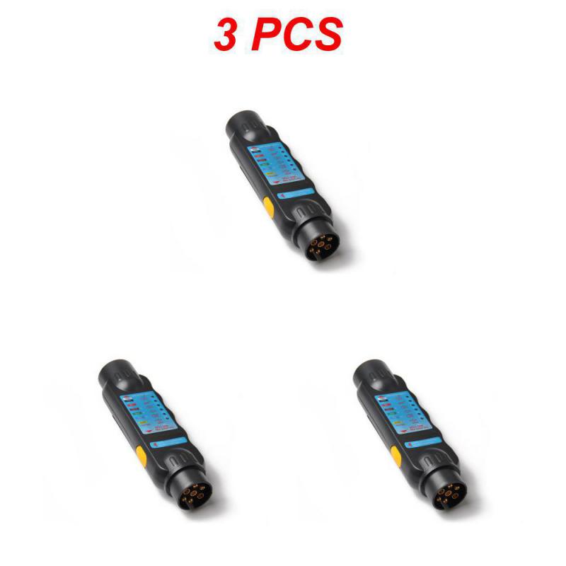 3Pcs Trailer Tester 7 Pin Adapter Diagnostic Tools Wiring Check Light Test Plug Socket Car Truck Caravan Accessories Universal