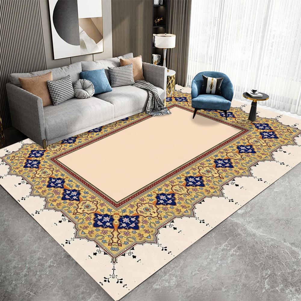 Traditional Pattern Carpet Mat Rug Ornate Border Classic Elegant Vintage Design Home Decoration Living Room Bedroom Floor Mat