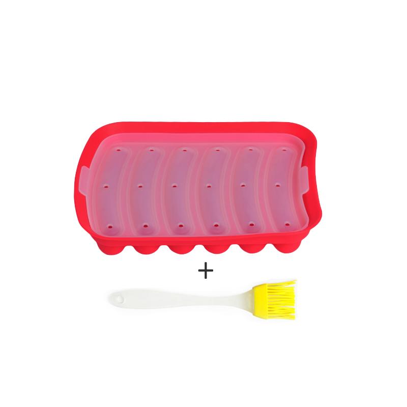 

Silicone Sausage Mold Set DIY Homemade Hot Dog Hamburger Molds Maker Non-Stick Oven Microwave Safe Rapid Prototyping Ham Tool красный