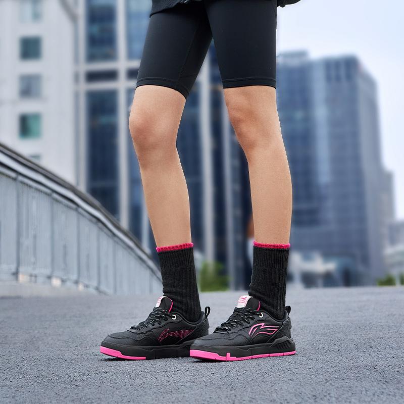 New LiNing Yuan Chu Slip Resistant, Abrasion Resistant, Lightweight, Breathable Low Top Casual Shoes Women's Black AGCU370-4