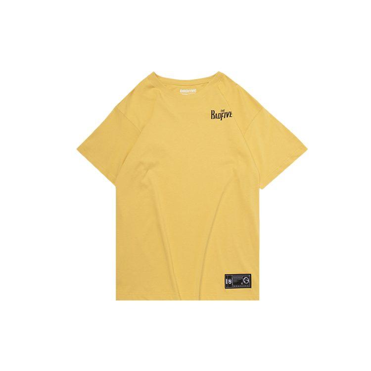 Li Ning BADFIVE T Shirts Men's Milk Candies Yellow Crew Neck Moderate Straight Fit AHSQ307-3