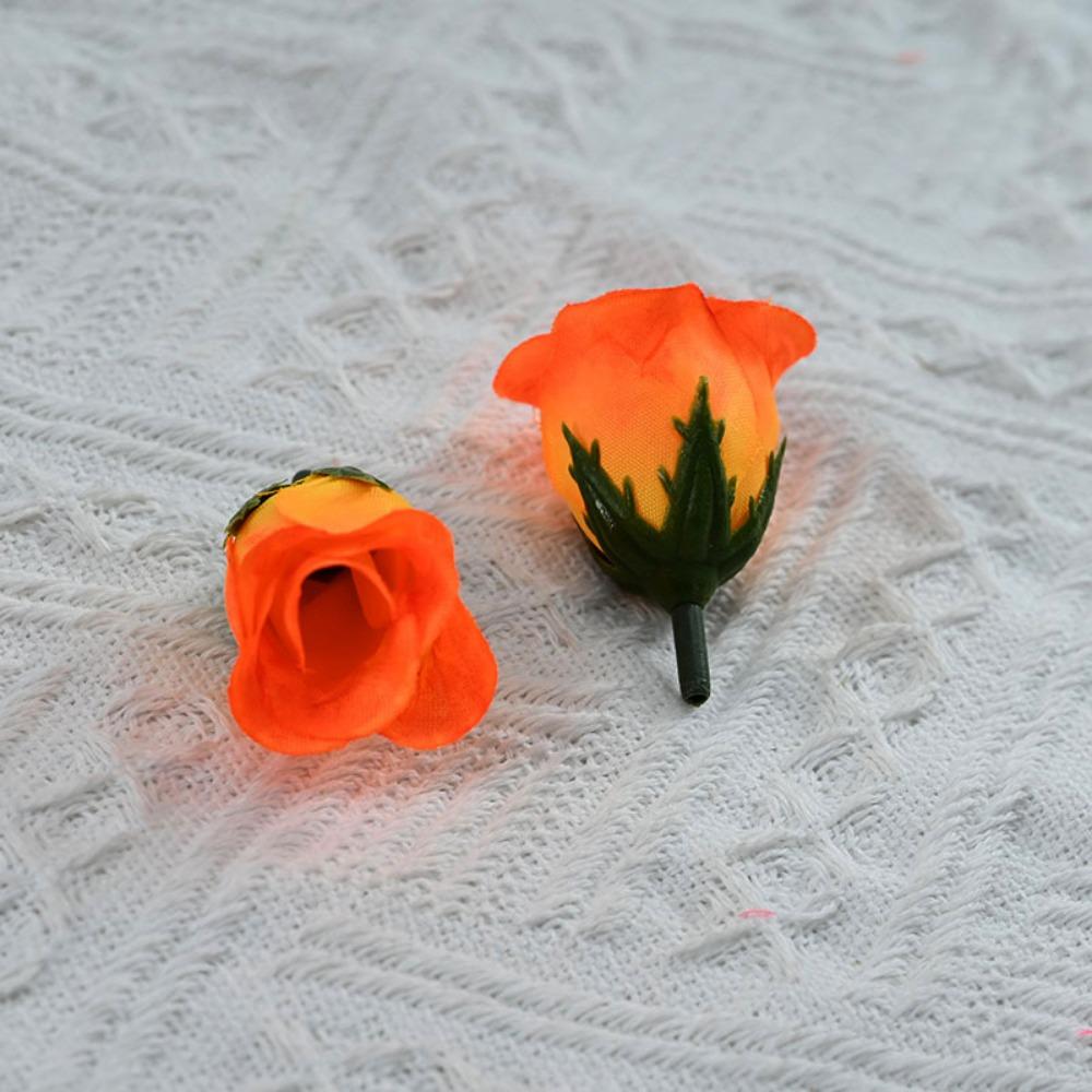 100 ST/påse 3,5*5 cm Konstgjorda Knoppblommor DIY Bröllopsfest Trädgård Rosor Simulerad Krans Heminredning