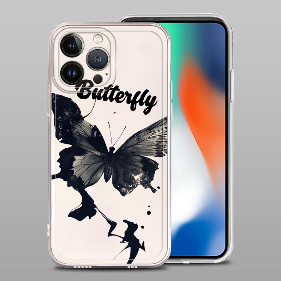 

Soft Phone Cover Case for iPhone 17 Pro Max 15 XS Max 7 8 12 Mini 16 14 Plus Air 11 13 Pro XR Pretty Butterfly iPhone X