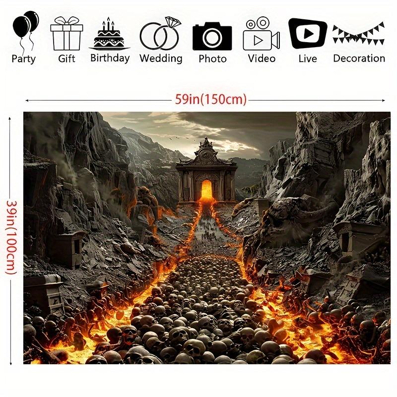 Volcano and skeleton backgrounds Halloween and Day of the Dead themed decorations polyester photo backgrounds for parties 100x150cm