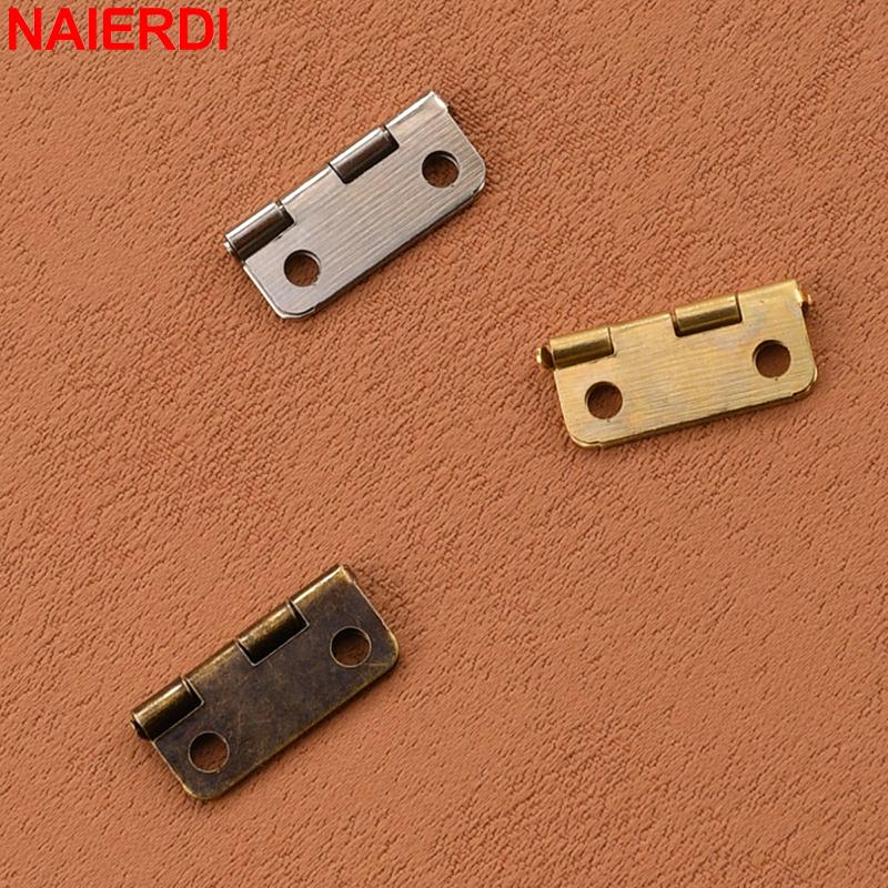 NAIERDI 30PCS Mini Antique Hinges Vintage Bronze/Gold/Silver Cabinet Door Hinge for Wooden Box Jewelry Case Furniture Hardware