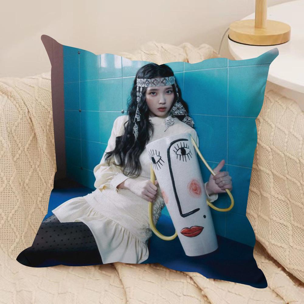 Korean Lee Ji Eun IIU Cushion Cover Silky Short Plush DoubleSided Printed Pillow Case for Sofa All Seasons Home Decor Gift