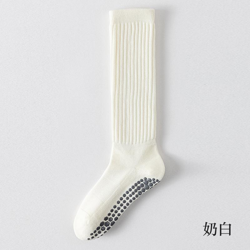 Seamless Custom Logo Grip Barre Trampoline Socks Ankle Pilates Non Slip Yoga Socks Compression Tube Pipe Slouch Crew Socks