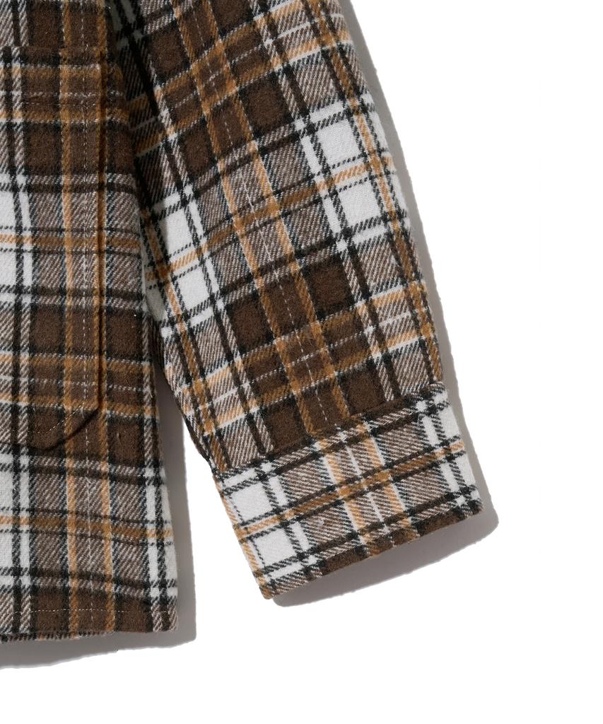 STANDARDERROR 87-Stan139 Legacy Mood Oversized Pocket Long Sleeve Check Shirt Jacket Brown