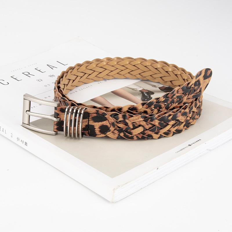European and American High-end Woven Belt Women's Alloy Pin Buckle Without Punching and Dress Belt Belt Women