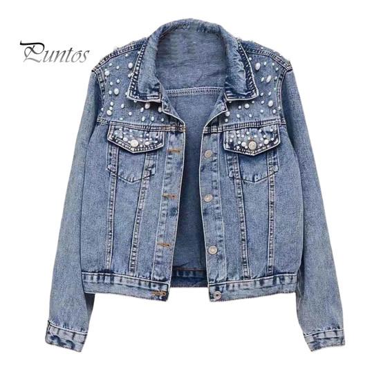 

Зимняя женская куртка с отделкой из бисера, большие размеры, длинные рукава, отложной воротник, нагрудные карманы, застежка на пуговицы, пальто короткого типа, повседневная уличная одежда, джинсовые пальто XXXL светло-синий