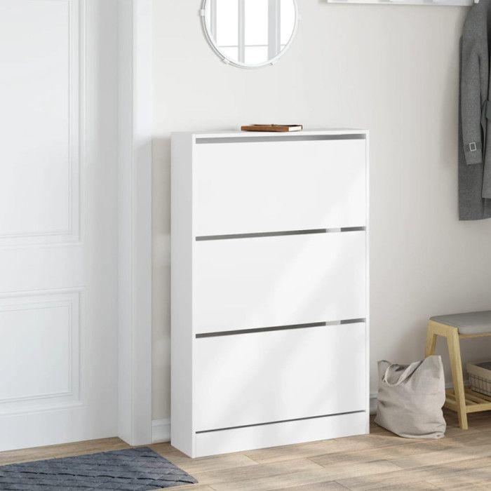 VidaXL Shoe Cabinet White 80x21x125.5 Cm Engineered Wood 839924