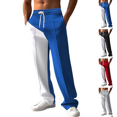 Men's Casual Pants Spring and Summer Straight Splicing Color Casual Oversize Pants Loose Large Size Pants Simple Generous Menswear Comfortable Casual