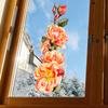 Watercolor Orange Rose Static Cling Wall Sticker for Living Room Balcony Entryway Home Decor