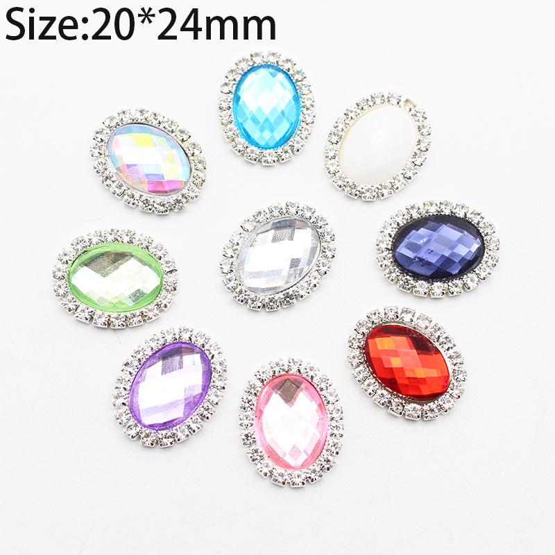 20x24mm Oval Acrylic Rhinestone Flatback Buttons for Handmade Jewelry and DIY Clothing Accessories