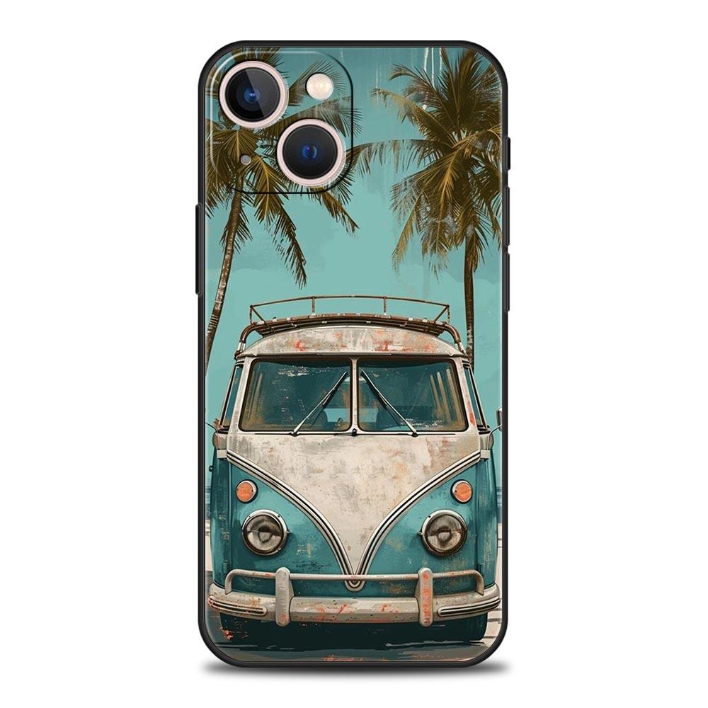 Combi Van Car Outdoor Camping Phone Case For iPhone 17 16 15 Pro Max 11 12 13 14 7 8 Plus SE 2020 X XR XS Cover Soft Black