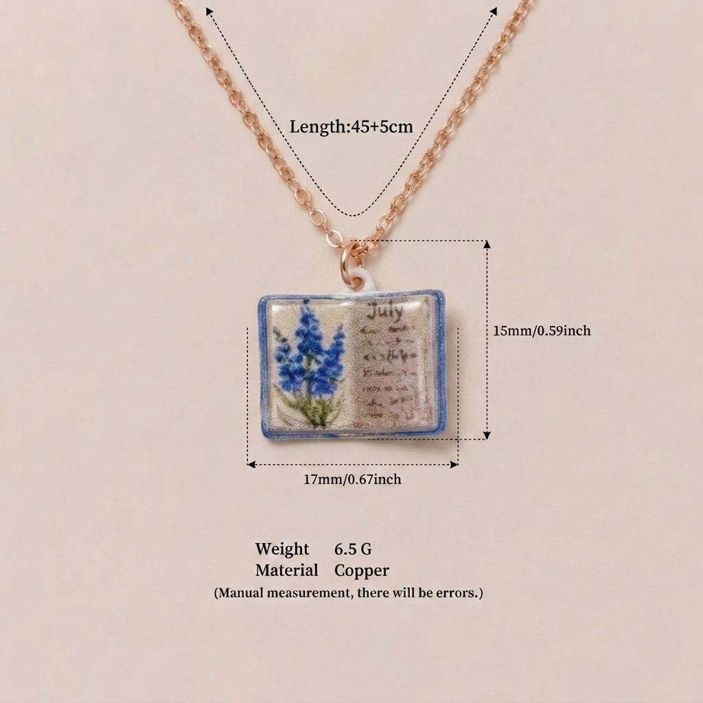 Retro Copper Heart Necklace For Ladies With Dainty Book Charm And Melodic Elements