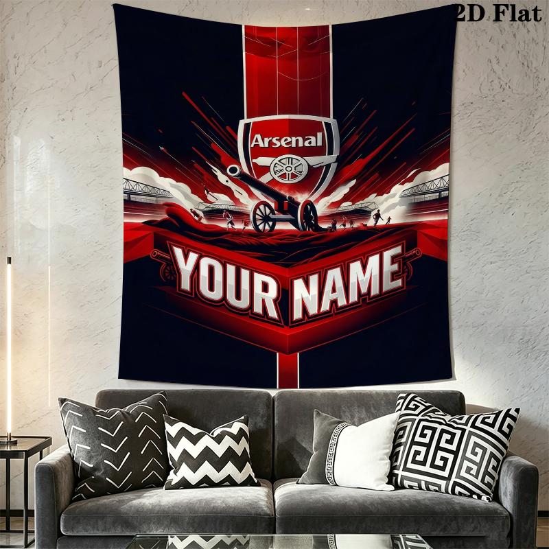 Custom Name Arsenal Fan Artwork Wall Tapestry Aesthetic Wall Hanging Printed Fabric Blanket Decorative Tapestries for Bedroom Living Room Home Decor