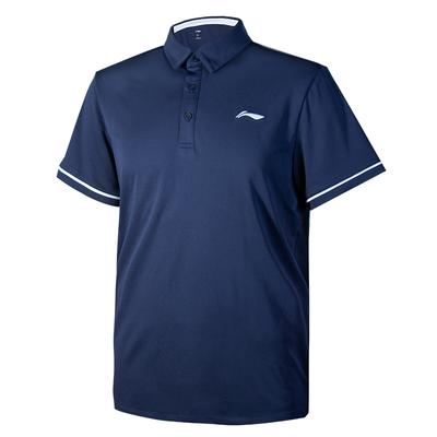 Quick-Dry Training Printed Casual Polo Slim Fit Straight-Cut Short Sleeve T-Shirt Unisex Tops Deep-Sea-Navy APLU965-3