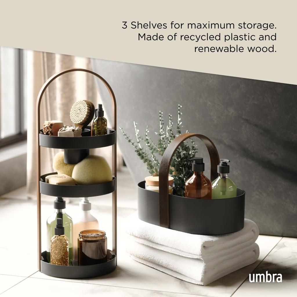 Official Umbra Bellwood Cosmetic Organizer, Black/Walnut