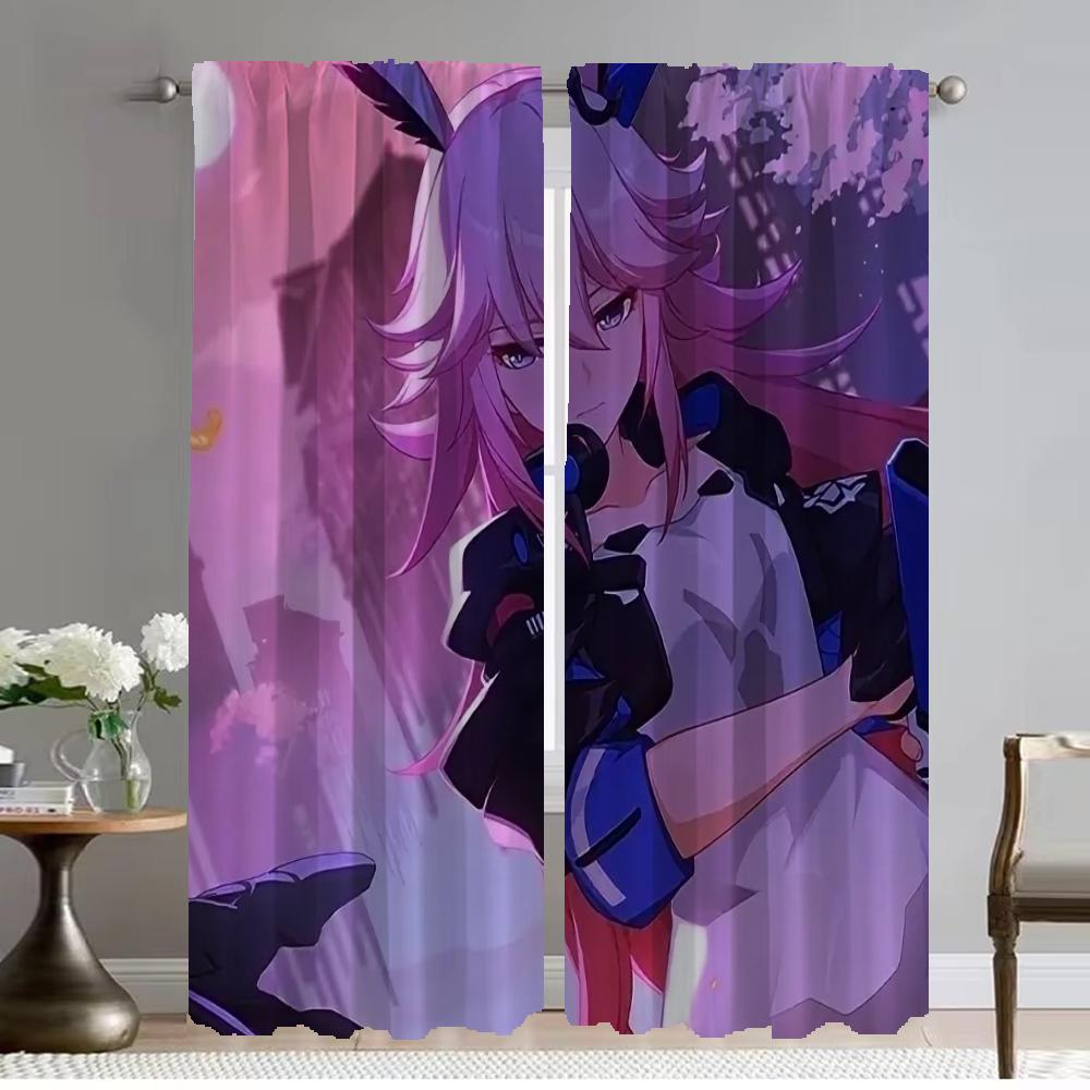 

Современные шторы для гостиной для камеры Honkai Star Rail, шторы для домашнего интерьера, 2 шт., тюль для украшения Хэллоуина для спальни W50xH70cmx2pcs-CL