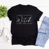 There's A Little Witch In All of Us T Shirts Witch Tshirt Halloween T-shirt Short Sleeve Women Graphic Tee Halloween Witch Tops