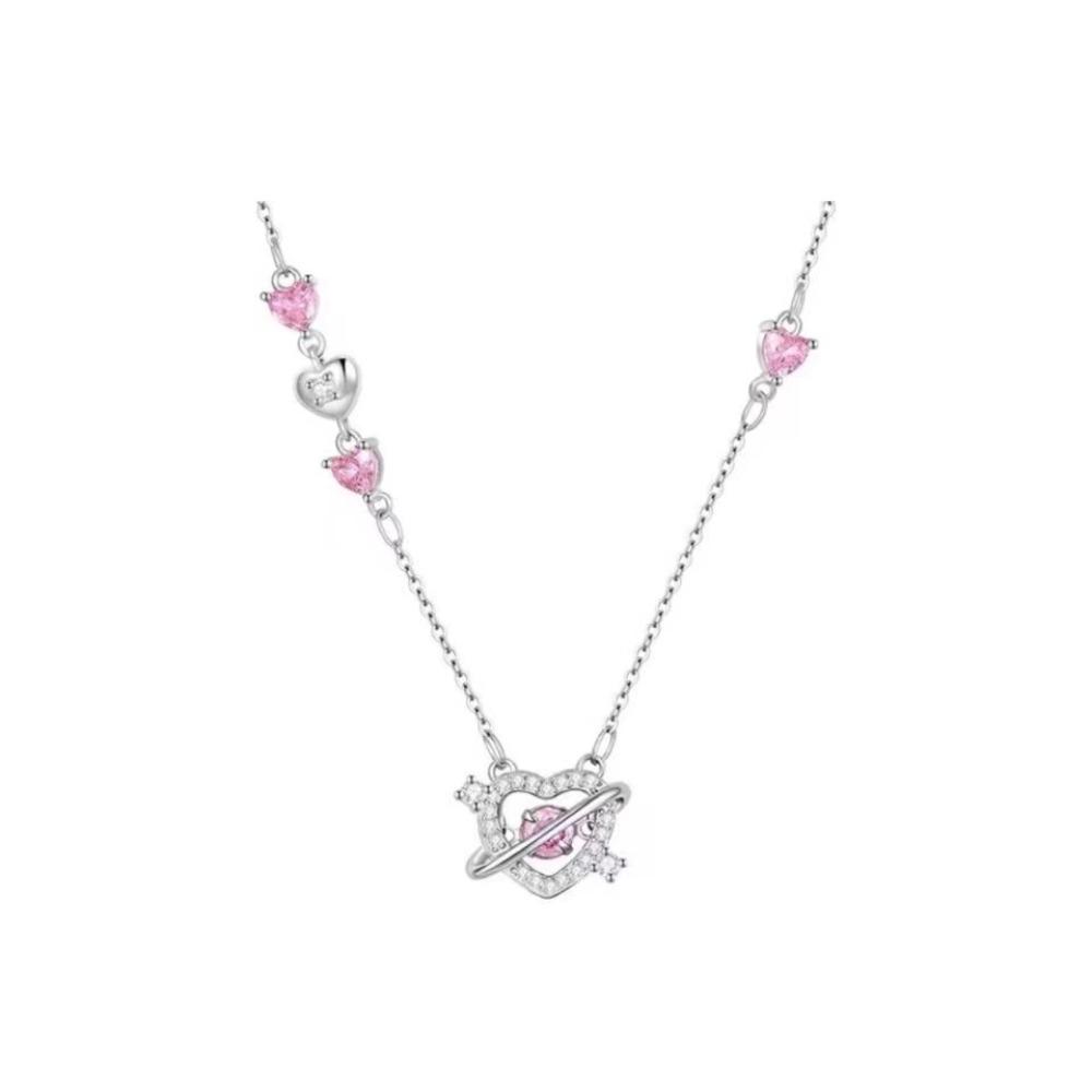 Love heartbeat necklace girls 2024 new popular niche design light luxury collarbone chain for girlfriend birthday gift