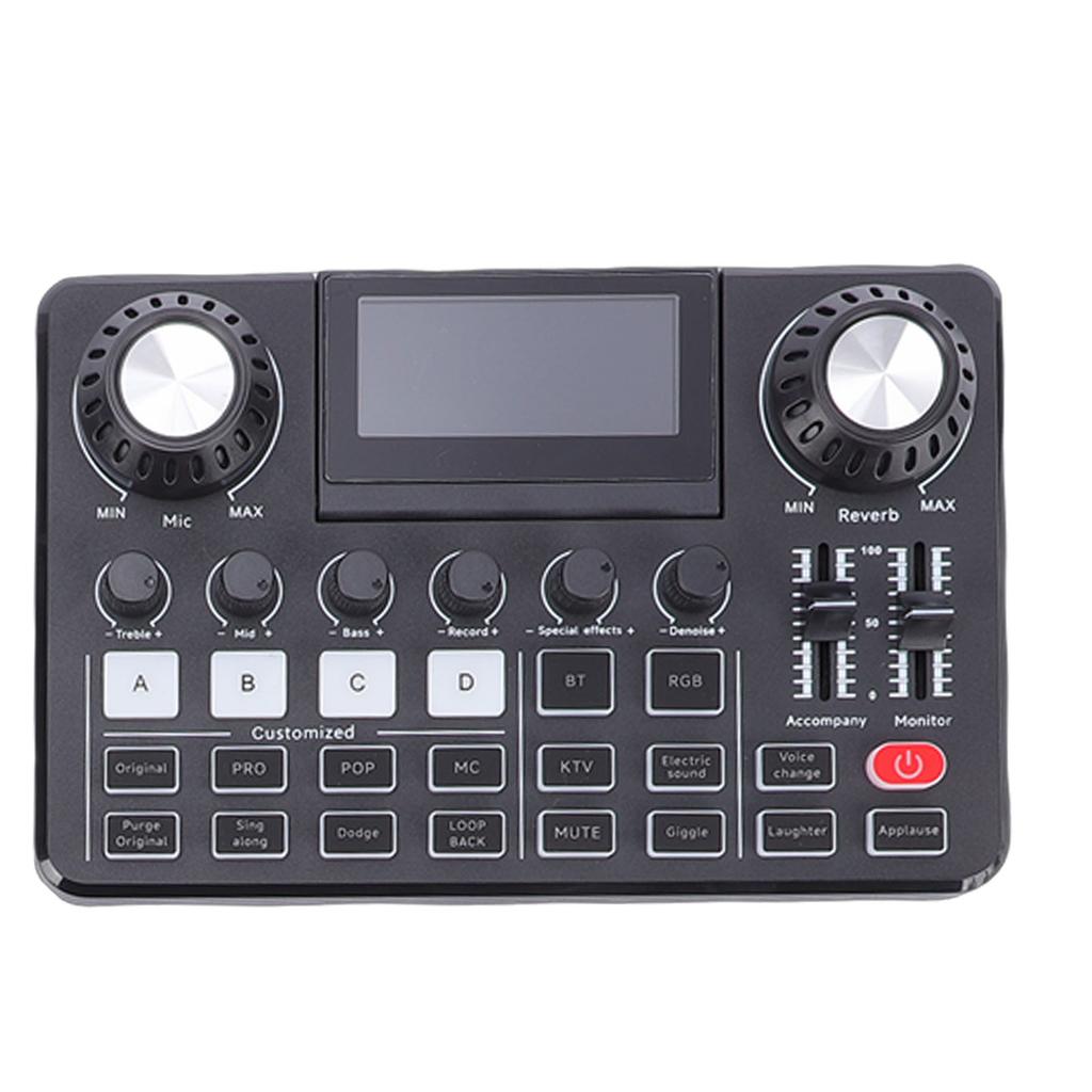 Podcast Microphone Bundle Sound Mixer Board Set with Foldable LED Screen Boom Arm 3.5mm Condenser Mic for PC Recording
