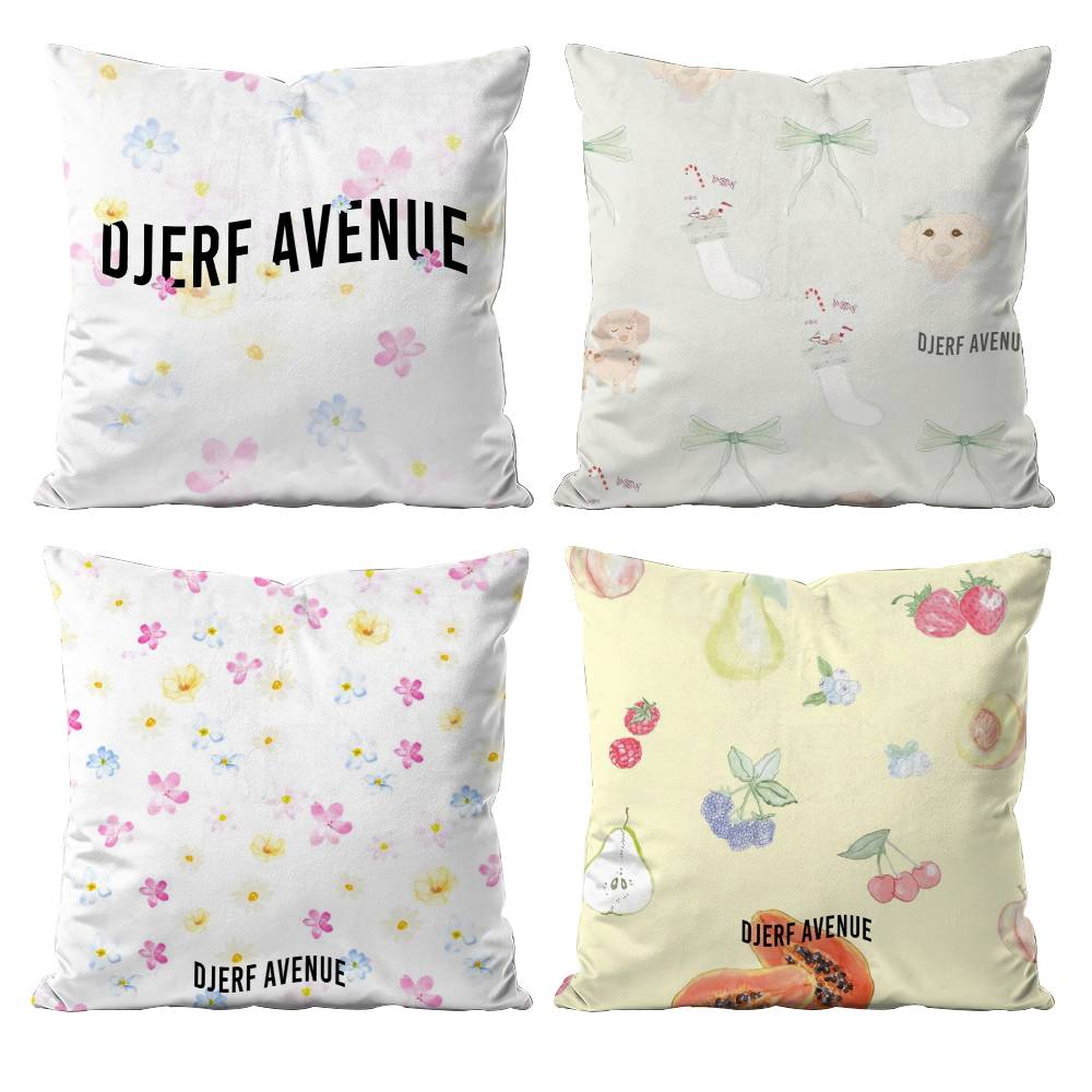 Summer Berries D-Djerf Avenue Pillow Case Anti-dustmite Pillowcase Invisible Zipper Silky Short Plush Sofa Cushion Cover
