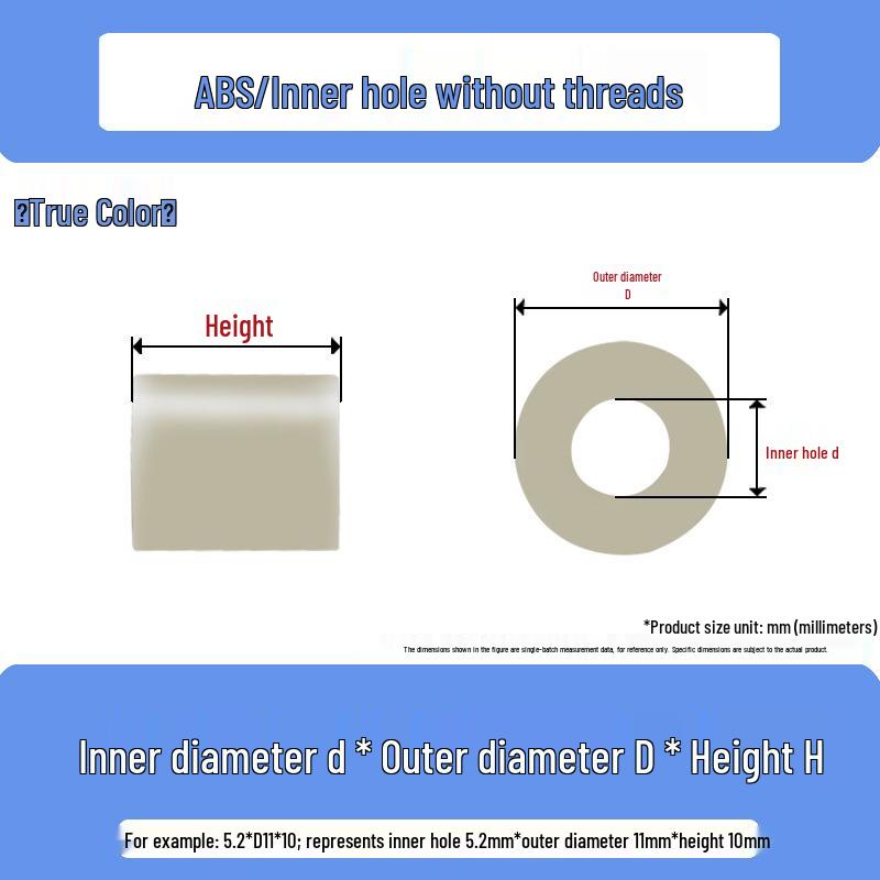 ABS Insulating Hollow Washer Spacer - White, Flat, Sleeve Style, Sizes: M3 to M10