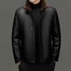 Men's Down Leather Jacket Men's Winter Jacket Genuine Leather Plus Velvet Thickened Removable Liner Fashionable Warm Dad Clothes