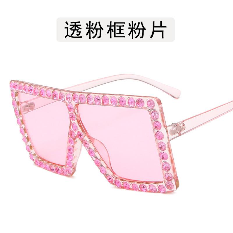 Décoration Strass Lunettes de Soleil Femmes Forme Carrée Lunettes de Soleil Cool et Élégantes Féminines Style Européen Américain Lunettes de Soleil pour Femme