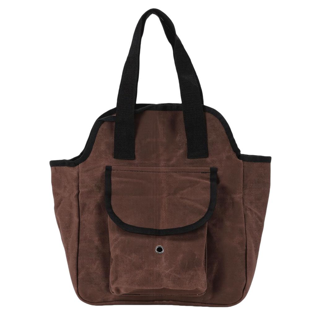 Garden Tool Bag Waxed Canvas Tool Carrier Bag with 6 Interior 3 Exterior Pockets Multi Purpose for Home Gardening Brown